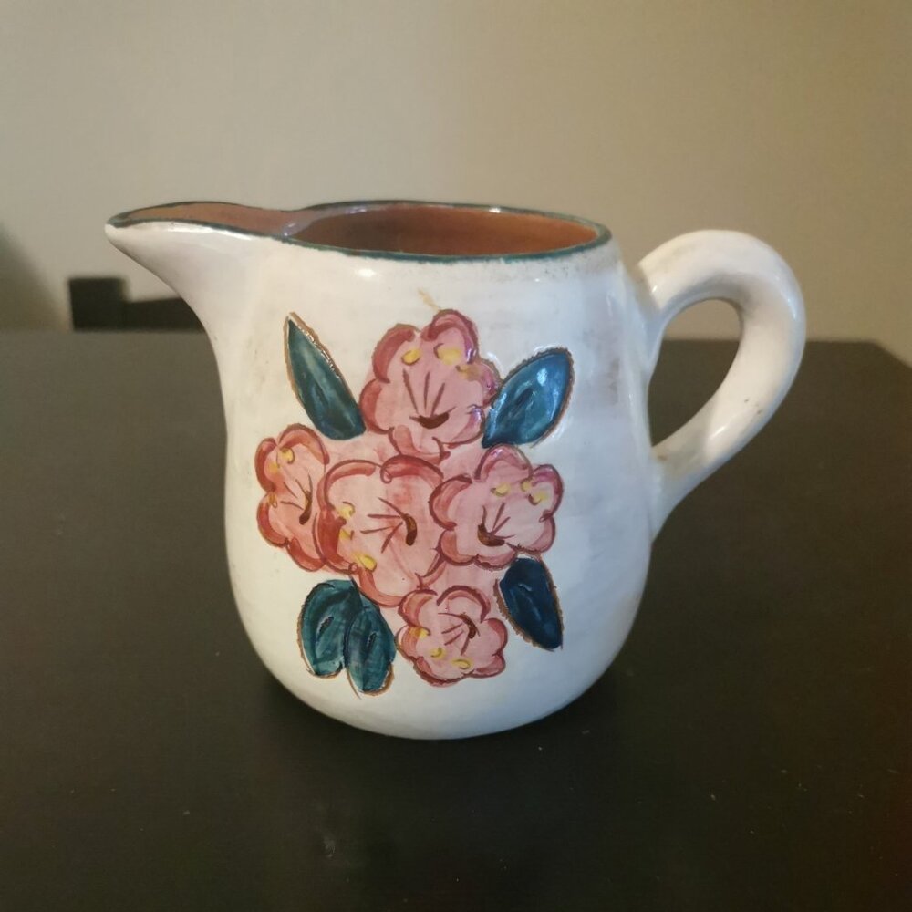Vinatge Stangl Pottery Mountain Laurel Pitcher 5.75" Pink Flowers 1 Quart